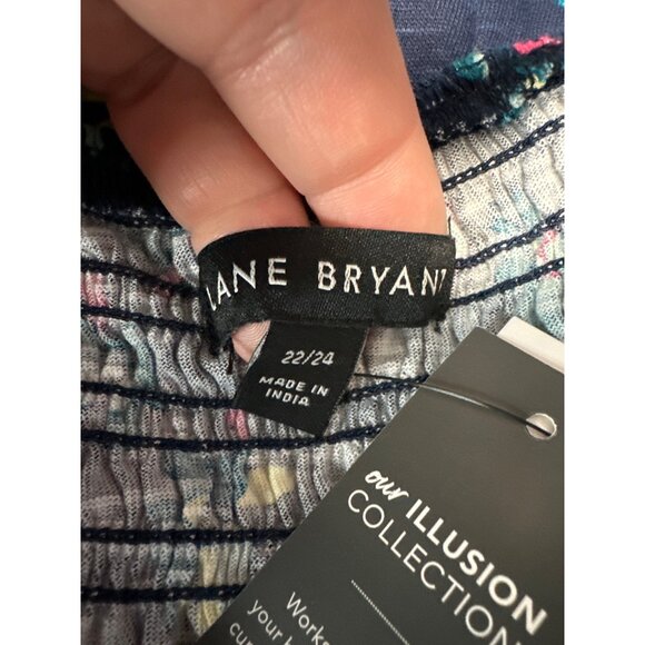 Lane Bryant Womens Floral Smocked Ruffle Tank Top Size 22/24 - Picture 5 of 10